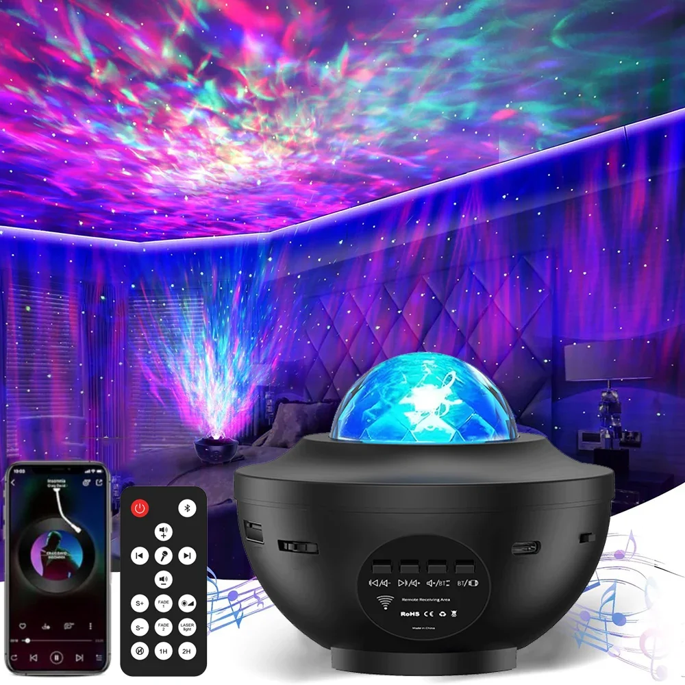 S13c76c08e9e746c38fd46eb57752e1f4O.webp LED Star Galaxy Projector Ocean Wave Night Light Room Decor Rotate Starry Sky Romantic Porjectors Luminaria Decoration Gifts - Image 1