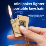 Metal Playing Cards Jet Flame Poker Lighter Novelty Torch Turbo Butane Gas Lighters Creative Windproof Outdoor Lighter Key Chain