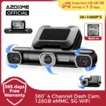 AZDOME 4 Channel Dash Cam 360° View Car DVR 5G WiFi Dash Camera for Cars 2K+3*1080P Dashcam Built-in 128GB eMMC 24H Parking