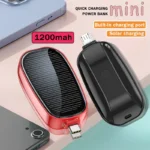 Solar Power Bank Mini Key Ring Portable Charger 1200mAh Outdoor Camping External Battery Emergent Power Cargador Portátil 보조배터리