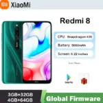 6.22-inch Xiaomi Redmi 8 smartphone Global firmware dual SIM card12MP+2MP+8MP screen Snapdragon 439 eight core 4G LTE used phone