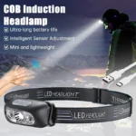 Portable Strong Light Headlamp LED Sensor Headlamp USB Rechargeable Head Flashlight Outdoor Camping Fishing Emergency Lantern