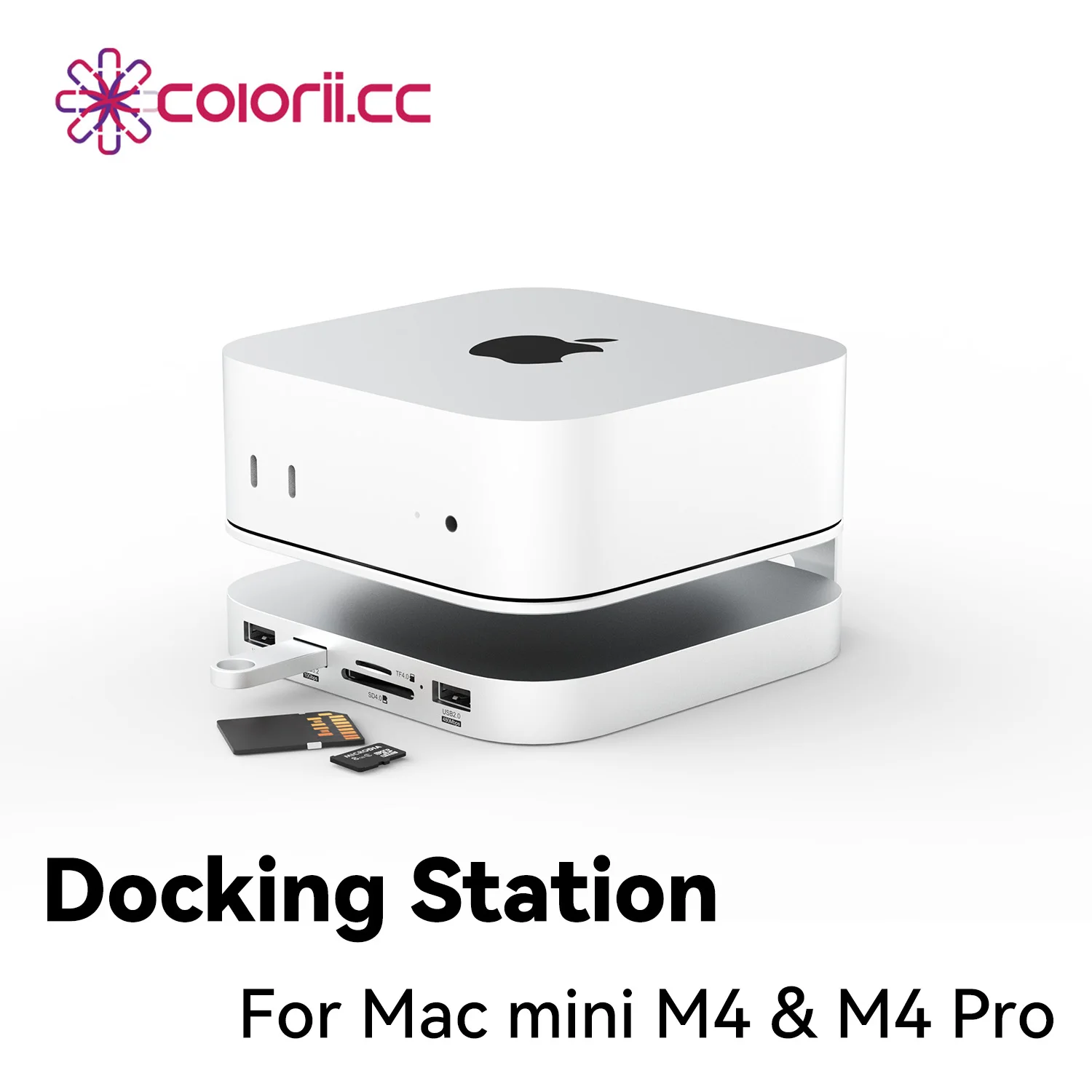 Sb5c21fdbe3eb4547a298ec9cdad3e525w.webp Mac mini USB C Hub with M.2 SSD Enclosure for Mac Mini M4/M4 Pro Stand Type-C Docking Station SSD Case USB3.2 Gen2 SD4.0 TF4.0 - Image 1