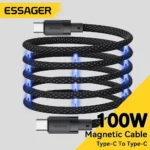 Essager PD 100W Magnetic Suction Anti Winding USB C To C Fast Charger Cable Data Charging Wire for iPhone 15  Laptop Samsung