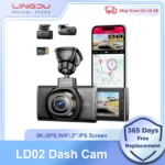 LINGDU Dash Cam LD02 5K Built-in WiFi GPS 64G TF Card 24H Parking Monitor Car Camera 3'' IPS Screen Voice Control Night Vision