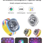 Nachtlampje Portable LED Night Light Disco Wearable Watch Sound Control Projection Disco Stage Lights Ambient Lamp for KTV Bar