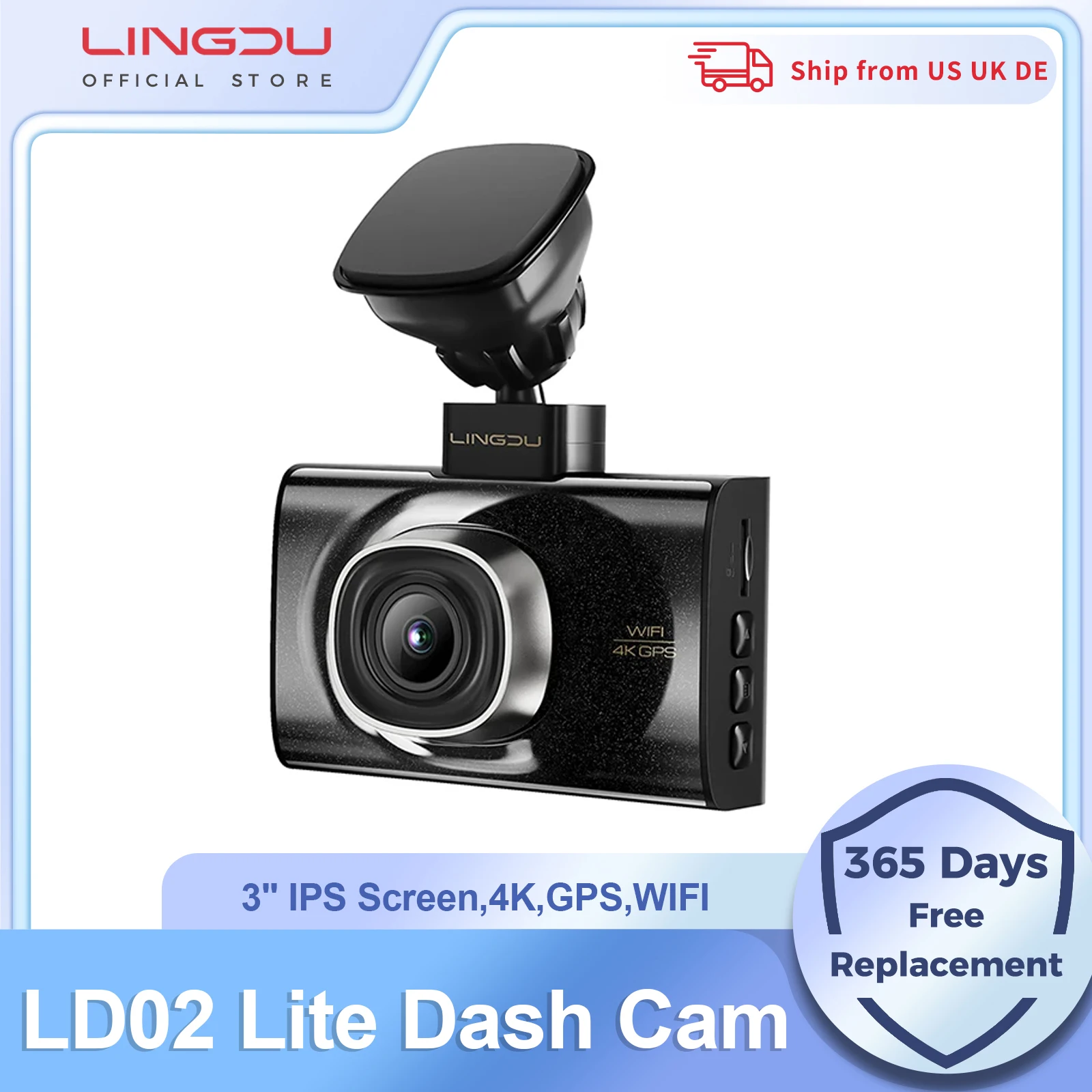 Sf174c4b66a97433ba11fee8080878c07O-1.webp LINGDU LD02 Lite Dash Cam 3inch Screen 4K Front 1080P Rear Camera 5.8Gh WiFi GPS Voice Control 24H Parking Monitor Night Vision - Image 1