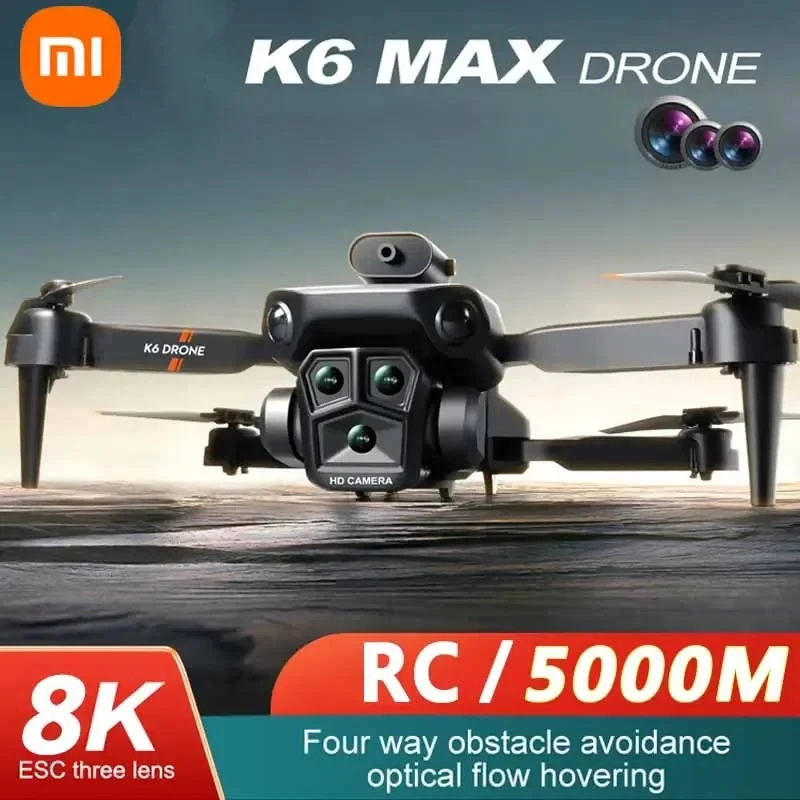 S1d0b5d3da1c04085be73e7ab46e92694k.webp XIAOMI K6 Max Drone 8K WIFI GPS Professinal Three Cameras Wide Angle Optical Flow Four-way Obstacle Avoidance Quadcopter - Image 1