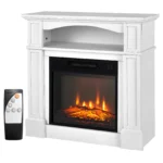 32" 1400W Electric Fireplace Mantel TV Stand Space Heater W/ Shelf White