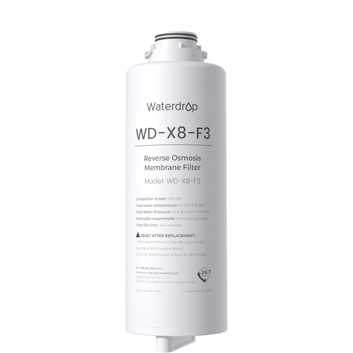 S1f51704d6ba34547804631d80bef94b1P-1.webp Waterdrop WD-X8-F3 Filter, Replacement for WD-X8-Alkaline & WD-X8-Basic & WD-X8-PRO 800 GPD Reverse Osmosis System, Reduce PFAS - Image 1