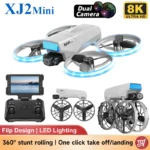 XJ2Mini Camera Drone Professional Dual Camera Foldable Full Protective Cover 360 Roll LED Lighting Brushless Motor RC Quadcopter