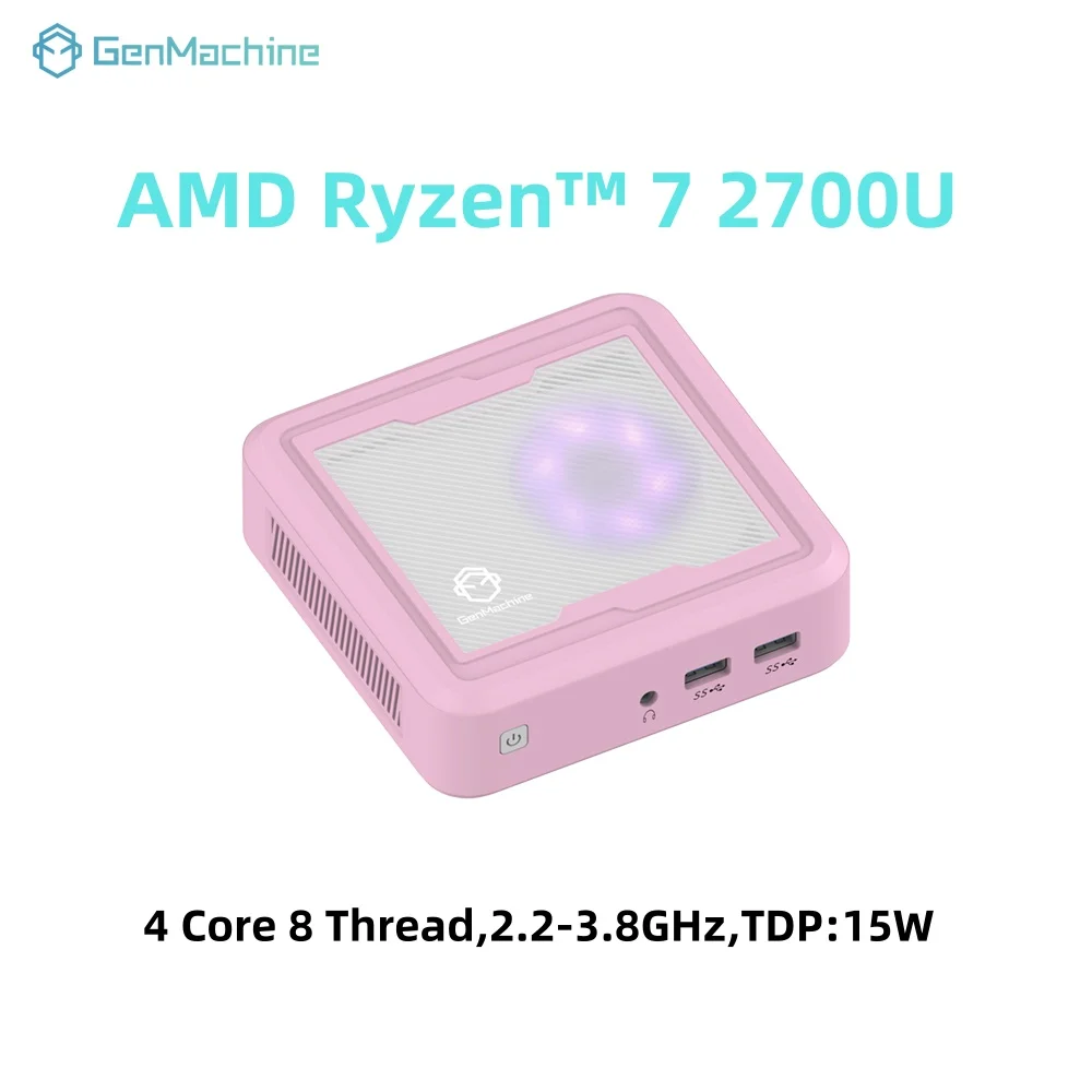 S35452069c0904b4382407e01a5f893fcw.webp Gemachine AMD Mini PC Ryzen7 2700U 8GB+256GB Lighte New 2.2GHz-3.8GHz Desktop Computer 4C8T CPU Win11 DDR4 M.2 2280 NVMe BT4.2 W - Image 1