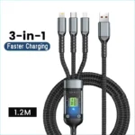 3-in-1 100W Fast Charging Cable USB To Type-C Micro Fast Charger Cable PD For iPhone 14 13 12 11 Samsung S23 Xiaomi Huawei Lamp