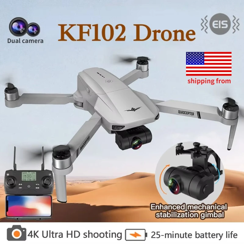 S6401059dc7424748bc987c601e1ebde3Z.webp 2025 KF102 4K HD GPS Drone with Dual Camera 2-Axis Gimbal Optical Flow WiFi FPV, Foldable Toy for Beginners and Professionals - Image 1
