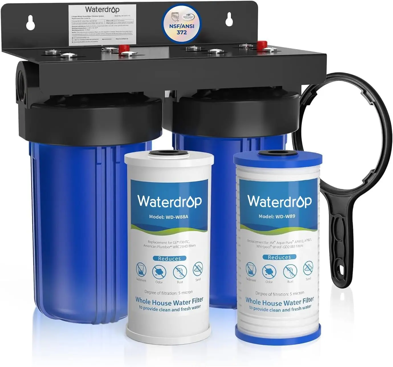S725f93e020d64490adf4e6dccd9cf34f3.webp Waterdrop Whole House Water Filter System, with Carbon Filter and Sediment Filter, 5-Stage Filtration, WD-WHF21-PG - Image 1