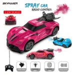 RC Car 1/24 2.4Ghz Remote Control Racing Vehicle 2WD with LED Light Spray Smoke Stunt Electric Remote Control Toy Car for Kids