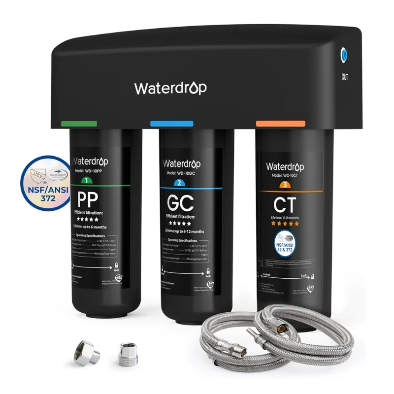 S8de8deadf63443ba9c0737941b5973ce9.webp Waterdrop TSA 8 Layer Under Sink Water Filter System, Under Sink Water Filtration System, Reduces PFAS, PFOA/PFOS, Fluoride - Image 1