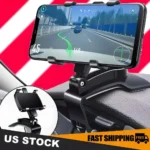 Universal Car Phone Holder Foldable Dashboard Adjustable Spring Clip Cell Phone Bracket 360 Degree Rotating Smartphone Stands