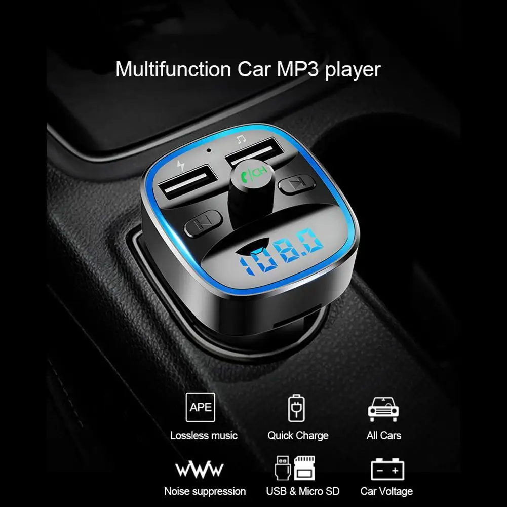 Sfba388e2113c4a1484524bde2d116ffeQ.webp T25 FM Transmitter Car Bluetooth-compatible 5.0 Audio Receiver MP3 Player Dual USB Fast Charging Handsfree Wireless Car Charger - Image 1