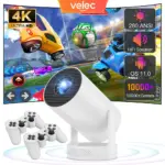 Velec Game Projector HY300 Pro HiFi 2IN1 Professional Chip Android Projector With 2 Wireless Game Controllers 20000+ Games