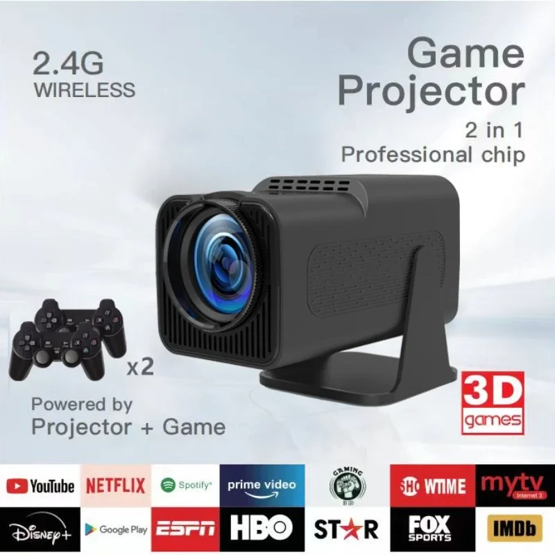 Sbfe0bf3de9ef4b86adff7593eb38bed5D-1.webp F600 Gaming Dual System Projector: 4K HD |HY320 GAME HDMI | Low Latency | Portable Home Theater & Game System, Supports Gamepad - Image 1
